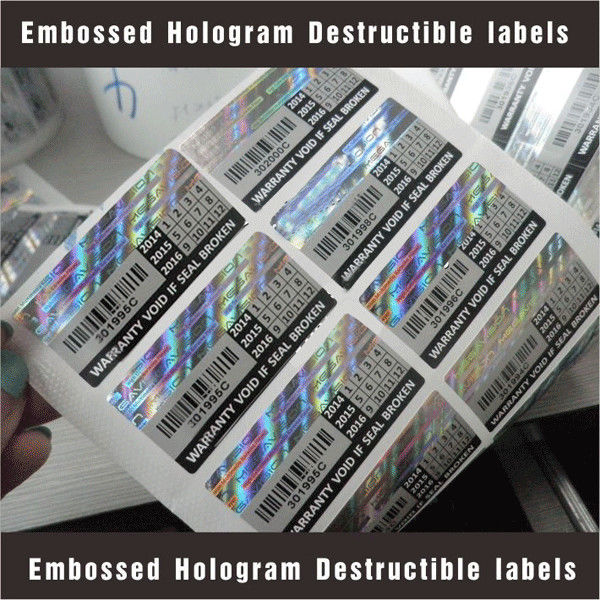 Tamper Evident Destructible Vinyl Laser Labels High Security With 