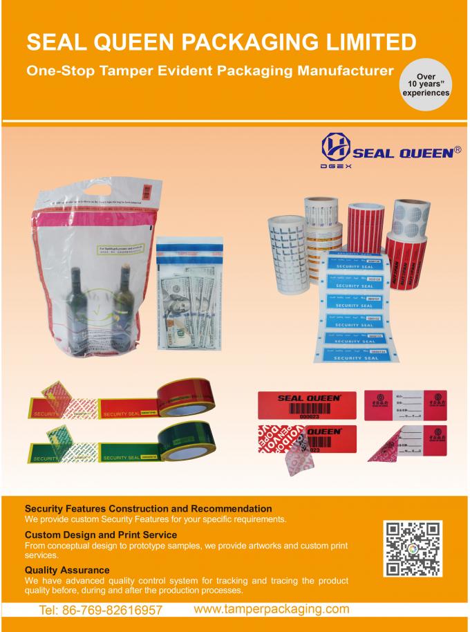 Custom Thickness Tamper Proof Evidence Bags With Hot Melt Adhesive