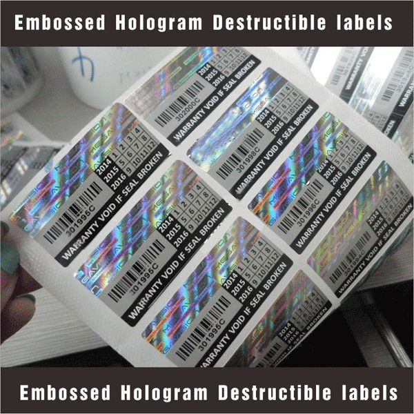 Tamper Evident Destructible Vinyl Laser Labels High Security With Custom Pattern