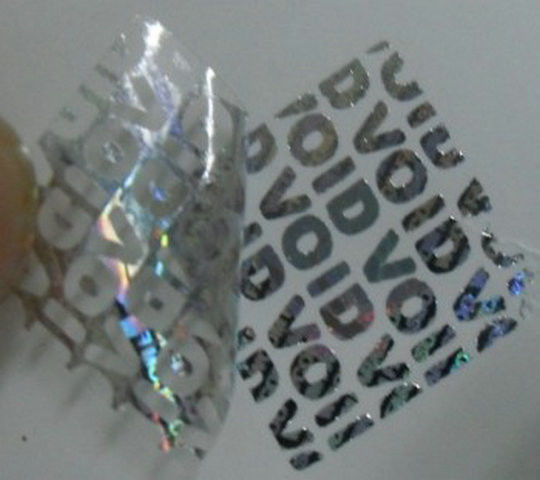Void Self Adhesive Hologram Security Labels Environmentally Friendly Material