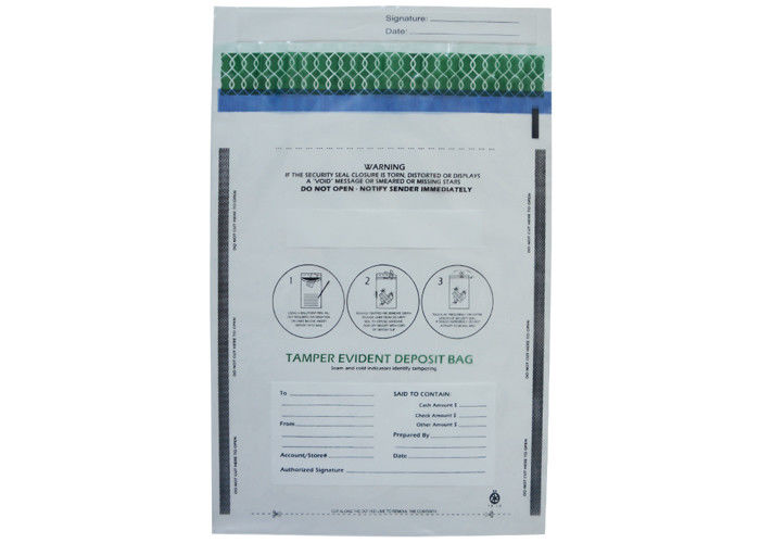 Custom Logo Tamper Proof Plastic Bank Deposit Bags Level 1 to level 4