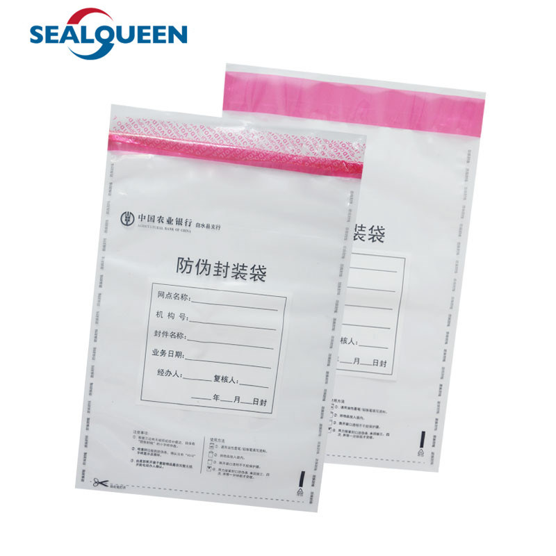 Self Sealing Plastic Tamper Evidence Deposit Cash Bag Tamper Proof