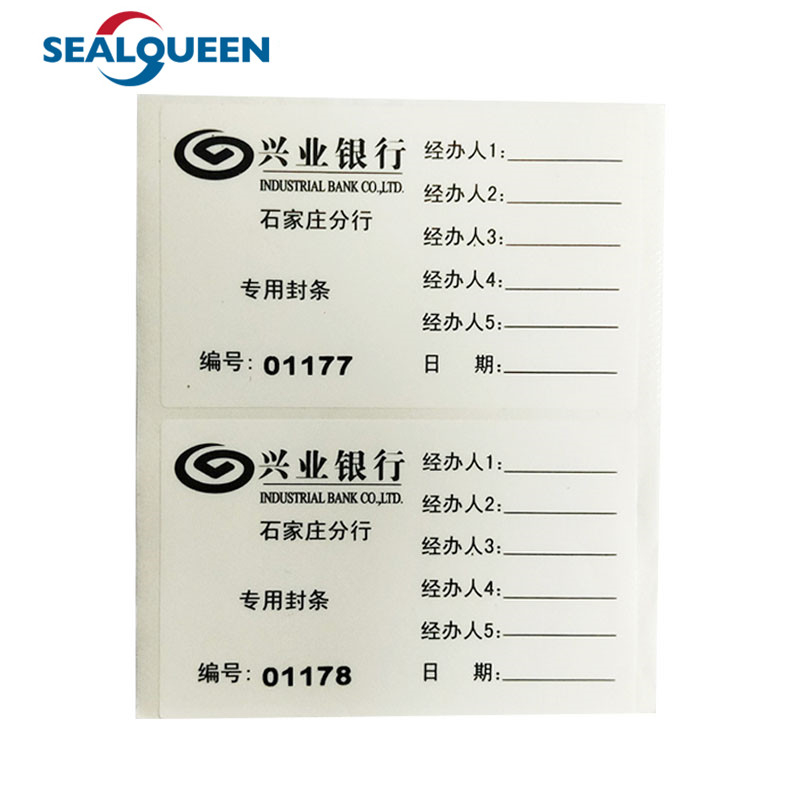 Tamper Evident Self Seal Bag Security Sealing Label Custom Design for Bank